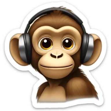 monkey listening to song sticker