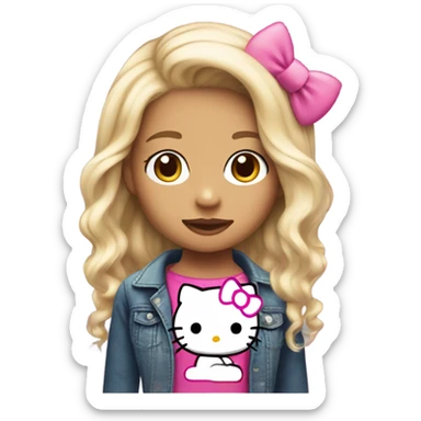 Cute hello kitty girl split dye blonde and pink hair sticker