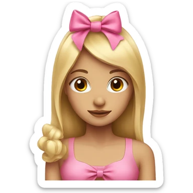 blonde girl with pink bow sticker