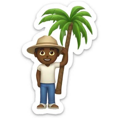 Person carrying a palm tree sticker