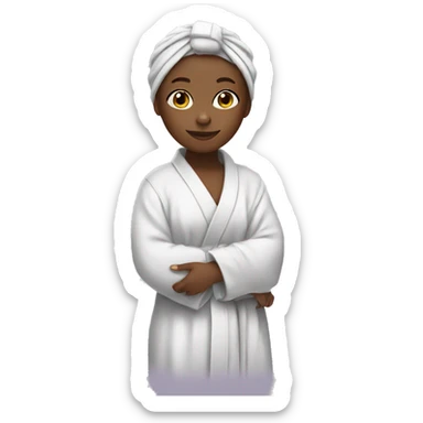 Girl in robe with hair wrapped in towel sticker