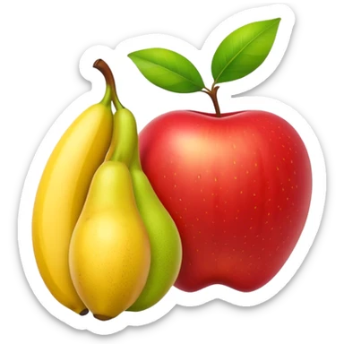 Colorful fruits with glowing antioxidant particles, cell protection, bright clean colors, simple emoji style sticker