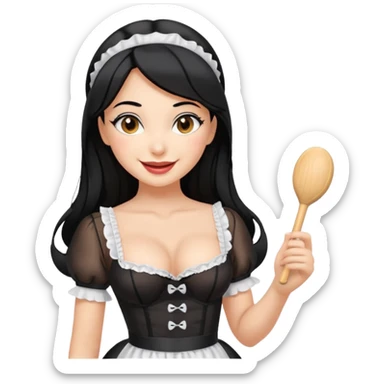 Sexy Latina maid showing off her fat ass and body in some sexy maid lingerie give her black hair and a sex toy in her hand  sticker