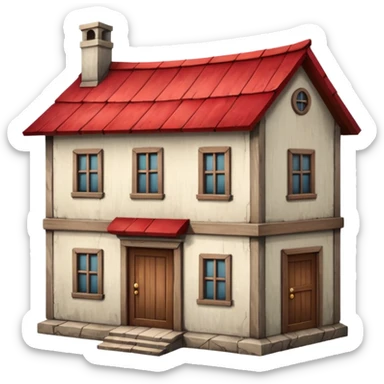old, tall crooked building with red roof and wooden door




 sticker