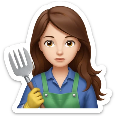 long brown hair white serious woman Gardening sticker