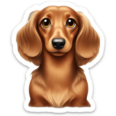 long haired mini dachshund with heart eyes sticker
