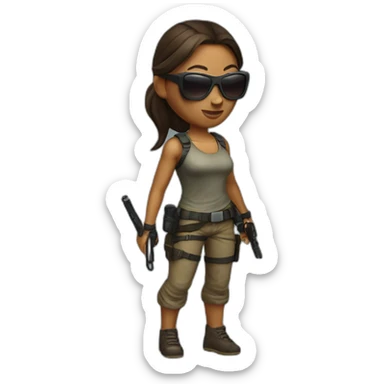 lara croft with sunglasses sticker