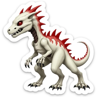 Shiny White Evil Glowing Eldritch Skeletal Creepy Edgy Badass Cool Marowak-Salandit-Duskull-Darkdramon-fusion with bloody red markings sticker