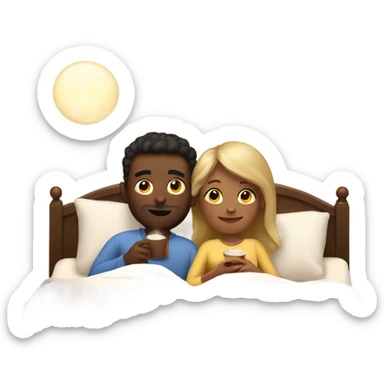 a couple enjoying a cocooning evening in bed sticker