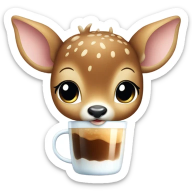 Baby deer drinking iced coffee sticker