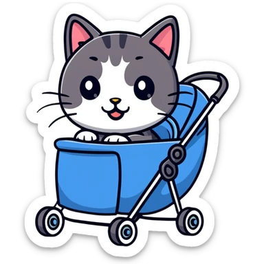 Cat in a stroller sticker