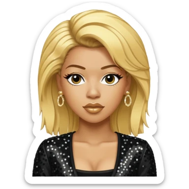 Keyshia Cole with golden blonde hair, black sequin outfit sticker