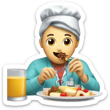 Interventional radiologist eating fondue sticker