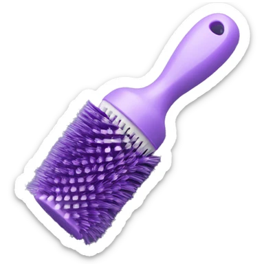 Lilac detangler plastic brush all lilac purple with gaps  in and round at the top with a large loop handle so it’s easy to hang  sticker