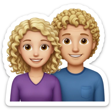 White men with brown hair and white brown girl with blonde curly hair sticker