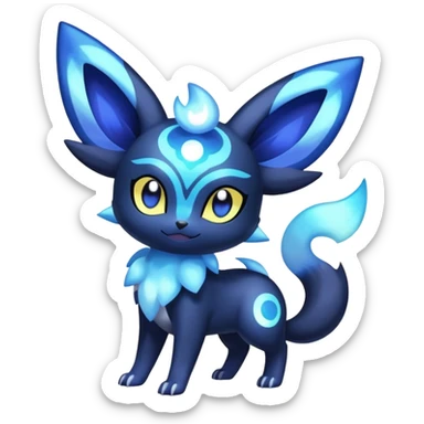 Nebulae Noibat-Meowstic-Umbreon-Fakémon-hybrid-creature (full body)  sticker
