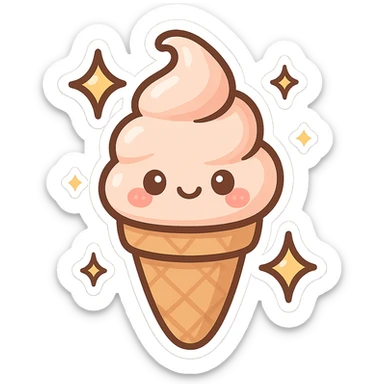 Sparkling Q-version sticker ice cream cone, cute and exaggerated sticker