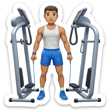 standing fit man with blue shorts cable-machine-exercise sticker