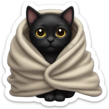 Black cat wrapped in a blanket sticker