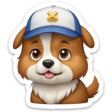 Dog with cap sticker