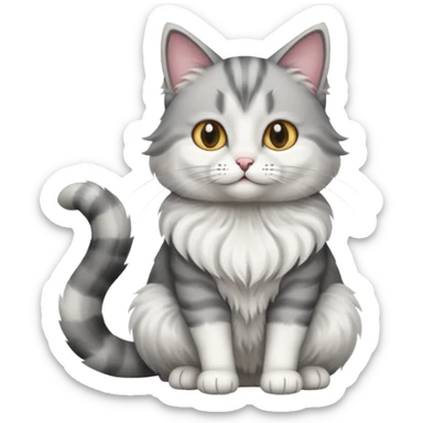 a grey and white cat sitting regally sticker