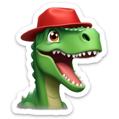 A dinosaur with a red hat crying  sticker