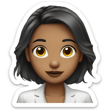 Beautiful girl with makeup long dark hair with a laptop sticker