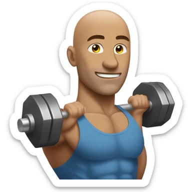 Bald man lifting heavy dumbbells  sticker