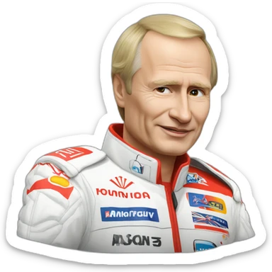 Vladimir poutine qui conduit une formule 1 sticker