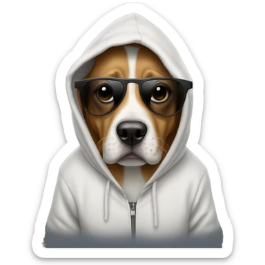 Dog with a hoodie and sunglasses  sticker