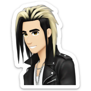 Bill Kaulitz black hair down with blonde highlights emo sticker
