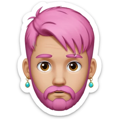  bun haired with earrings pink hair guy sad with beard sticker