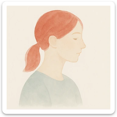 woman with red hair, soft watercolor style sticker