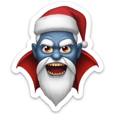 Scary vampire Santa with fangs sticker