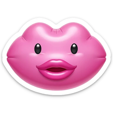 pink puffy inflatable balloon lips sticker