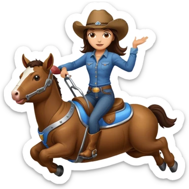 brunette girl riding mechanical bull sticker