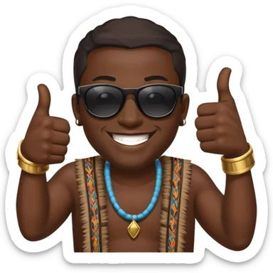 Black tribal man wearing sunglasses smiling thumbs up sticker