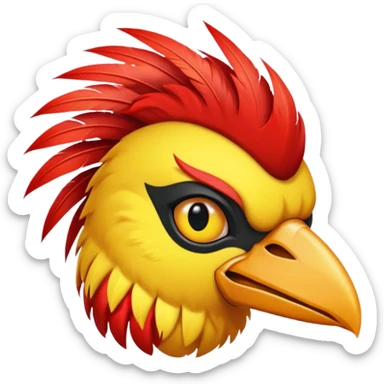 bird with piercings  and mohawk single vibrant colour  sticker