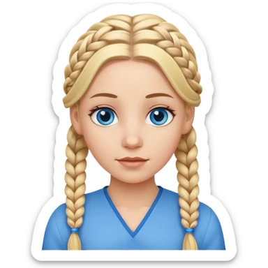 white girl with blonde braids all over her hair  sticker