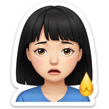 Mulher cabelo preto de franja chorando sticker