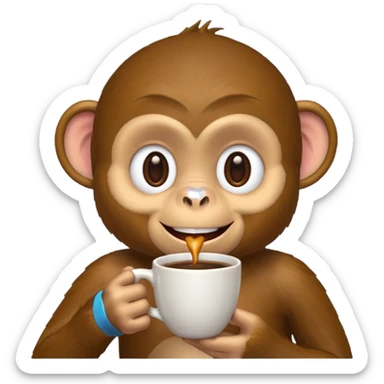 monkey sipping coffee sticker