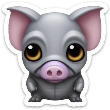 Lavender gray Pig armadillo darth Vader fanned tail feathered tail pig armadillo darth Vader face sticker