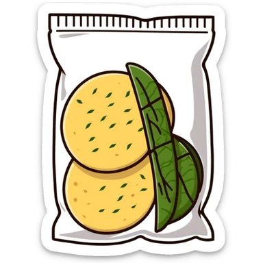 Detailed Japanese senbei rice cracker partially wrapped with crisp nori seaweed sticker