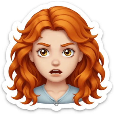 aggressive girl with long wavy hair sticker