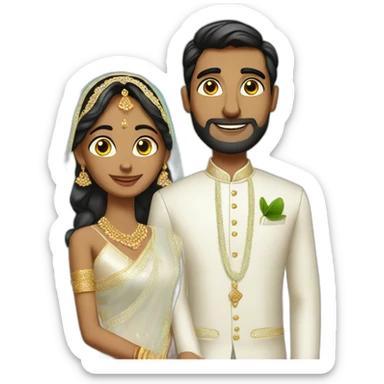 indian bride and tall groom small eyes sticker