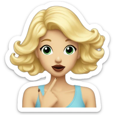 blonde new wave girl blowing a kiss sticker