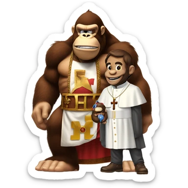 donkey kong with a pope sticker