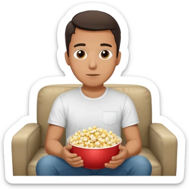 
A man sitting on a sofa in a room enjoying a movie sticker