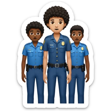Make a dirty Indian with a short Afro that is curly hair getting arrested. Make the Indian skinny too. Give him a it support outfit not a police uniform sticker