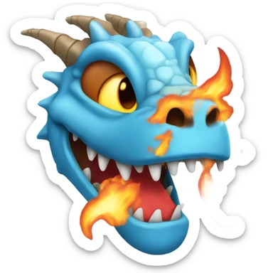 Dragon with fire and ice with braces sticker